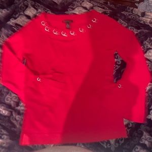 International concepts XXL 65% Rayon 35% Nylon Red Party Blouse Metal grommets